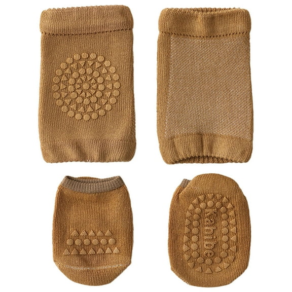 1 set of baby crawling anti-slip knee pads and non-slip baby socks neutral children's knee pads anti-slip ankle socks