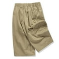 thumbnail image 4 of Honeeladyy Men's Casual Pure Color Outdoors Pocket Beach Work Trouser Cargo Shorts Pant Men Loose Drawstring Elastic Shorts, 4 of 5