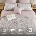 thumbnail image 3 of Regency Heights 8-Piece Comforter Set Reversible Floral Bedding with Bed Skirt and Decor Pillows,Cal King,Plum Pink, 3 of 7