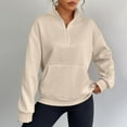 thumbnail image 5 of Sweatshirts for Women Long Sleeve Half Zipper Sweatshirt Soft Loose Pullover Hoodies Solid Fashion Clothes Lightly Comfy Fall Winter Outfits Tops, 5 of 9