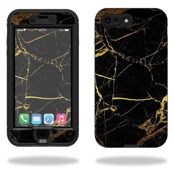 MightySkins LIFIP7PLNUD-Black Gold Marble Skin for Lifeproof Nuud iPhone 7 Plus Sticker Wrap Cover Sticker - Black Gold Marble
