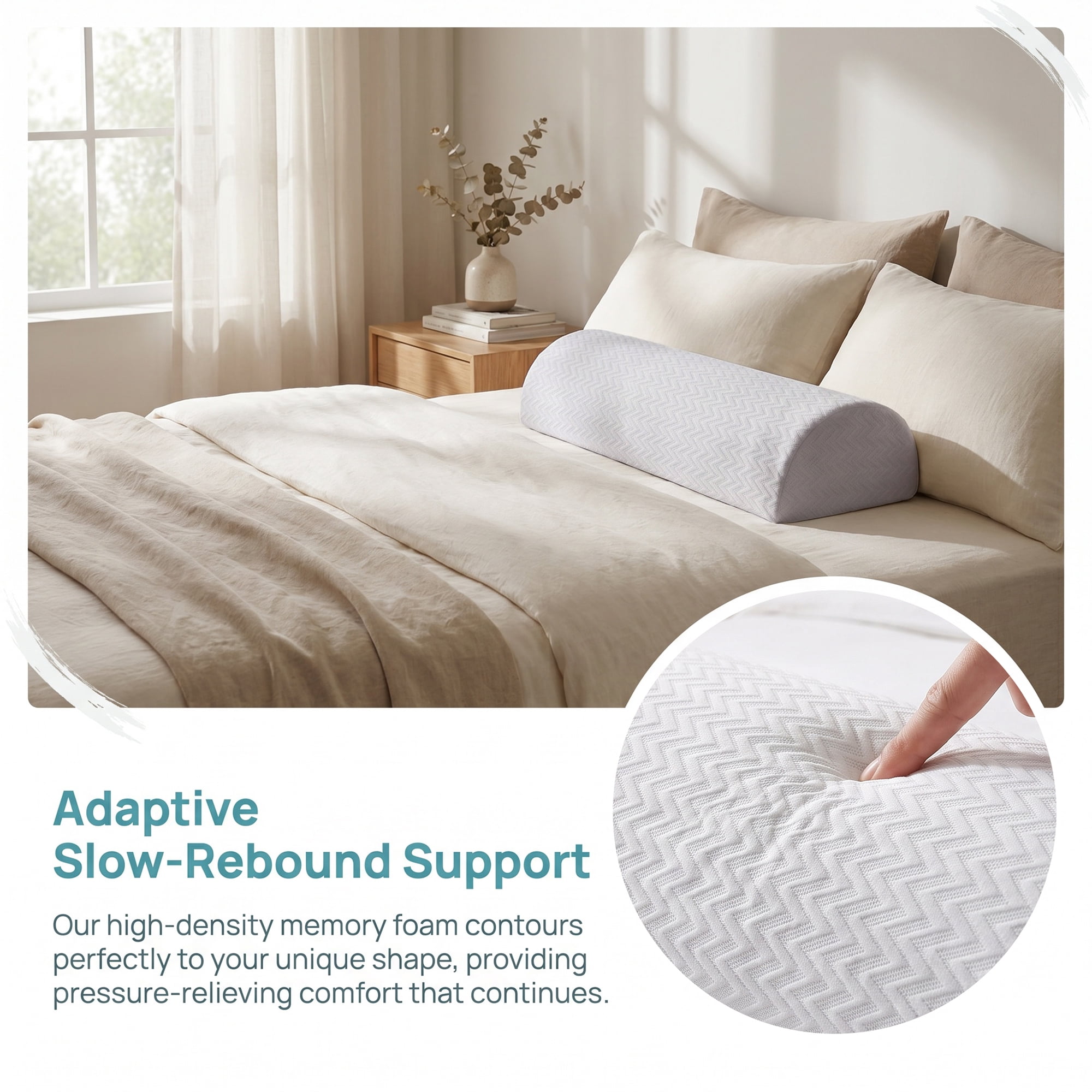 Unique Bargains Neck Pillow Foam Cervical Support for Sleeping Gray/White 12.6"x7.9"x3.5"