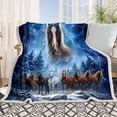 thumbnail image 4 of Sleepwish Horse Blanket, Blue Sherpa Throw Blanket for Couch Sofa Galaxy Horse Themed Throw Blanket for Decor, 60x80", 4 of 7