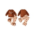 thumbnail image 2 of RUINIXCW Toddler Baby Girl Thanksgiving Outfit Kids Little Girl Fall Winter Clothes Homemade Rolls Letter Ruffled Long Sleeve Sweatshirt and Flare Pants Set, 2 of 8