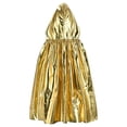 thumbnail image 4 of UTSJKR Metallic Hooded Cloak Robe Tie Front Long Cape for Halloween Cosplay Party Costume Outfit for Adult and Teen Gold 60, 4 of 5