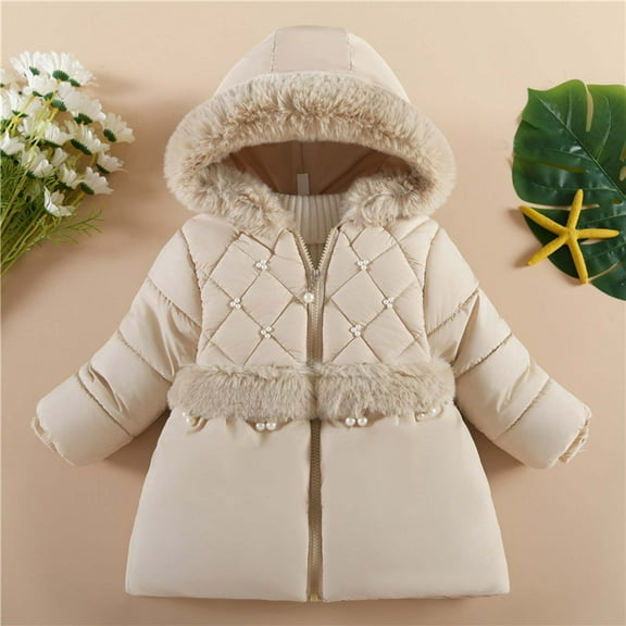Hicidod Girls Winter Jacket Thickened Hooded Fashion Kids Down Coats Long Sleeve Zipper Comfortable Warm Coat Cotton Jackets