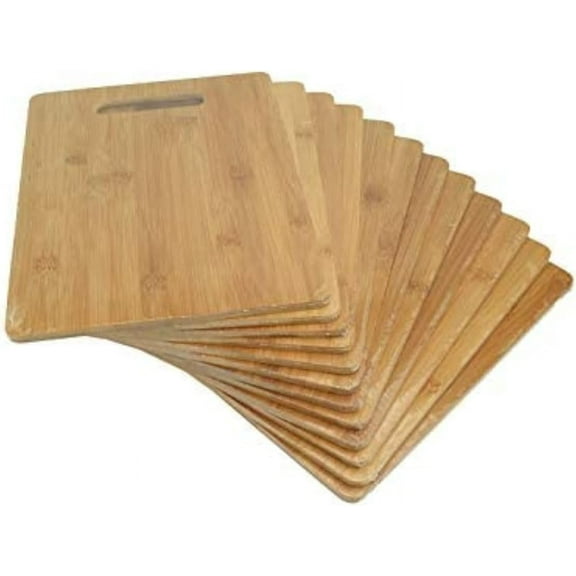 (Set of 12) 12"X9" Bulk Plain Bamboo Wooden Serving Tray, Charcuterie , Cutting Board with Handle for Customized, Personalized Engraving Gifts