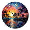 thumbnail image 2 of Designart "Palm Trees Tropical Painting II" Landscapes Oversized Wall Clock, 2 of 5