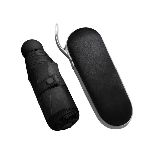 Wosthever Paraguas plegable de viaje para senderismo, portátil, impermeable, 5 pliegues, sombrillas para el sol y la lluvia, sombrilla a prueba Paraguas de lluvia Negro