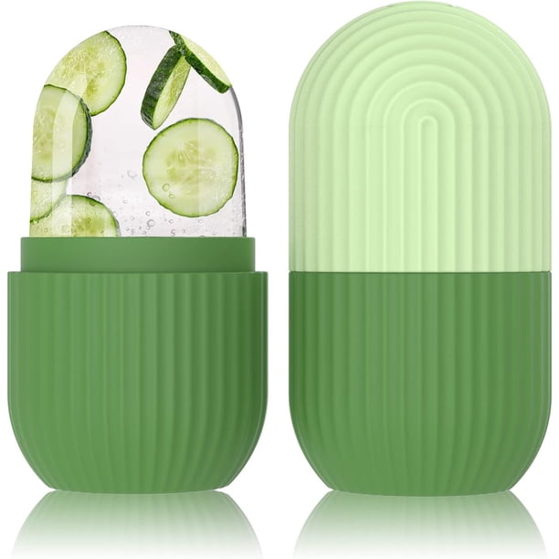 Rodillos de hielo de silicona para rostro, contorno de rostro cúbico para cuello de ojos, rodillo de masaje facial de belleza para eliminar las ojeras, herramientas para el cuidado de la piel (verde) Sincero Electrónica