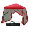 thumbnail image 2 of INTER HUT 10x10 Pop up Canopy Tent with Mesh Netting, Slant Leg Instant Screened House Gazebo, Red, 2 of 7