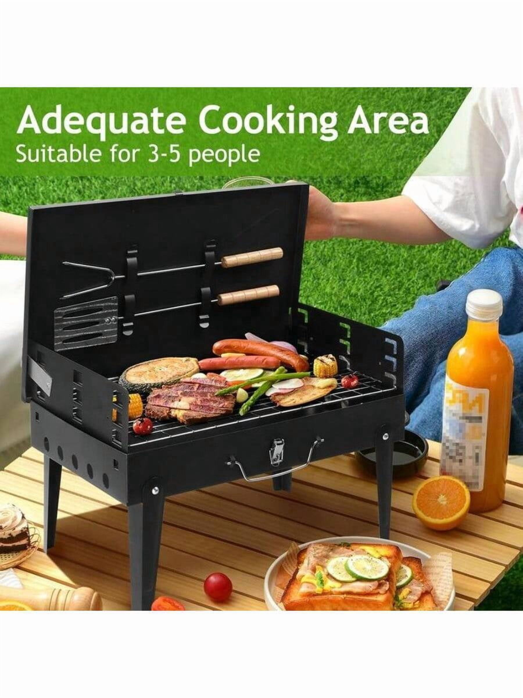 [XX]Tiny Small Portable Charcoal Grill, 17x10x18 In. Outdoor Foldable BBQ Grill With Barbecue Accessories & Lid For Cooking Camping Picnic Hiking Beach Party Patio Smokers