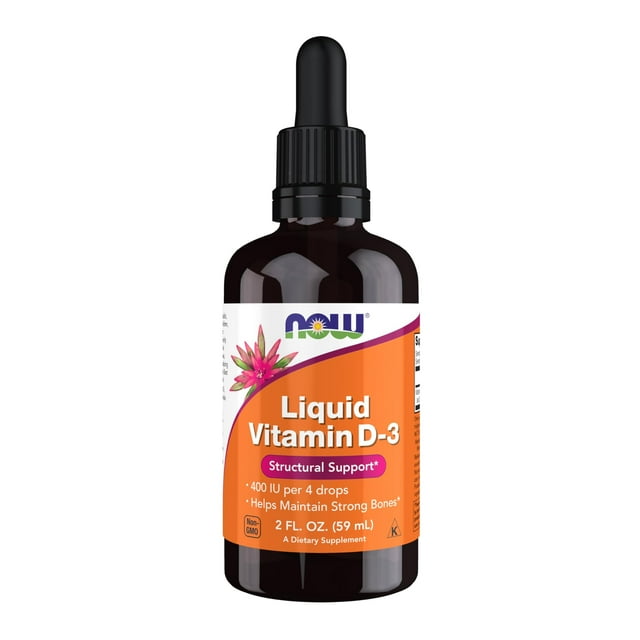 Suplemento NOW Foods con vitamina D-3 líquida, 60 ml, huesos fuertes