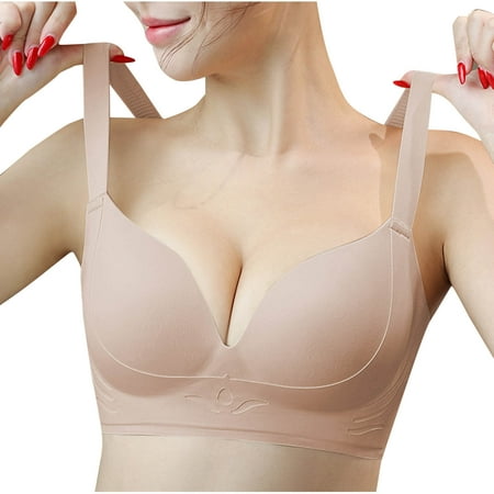 uublik Women s Minimizer Bras Full Coverage Push Up No Underwire Comfortable Supportive Everyday T-Shirt Bra Beige