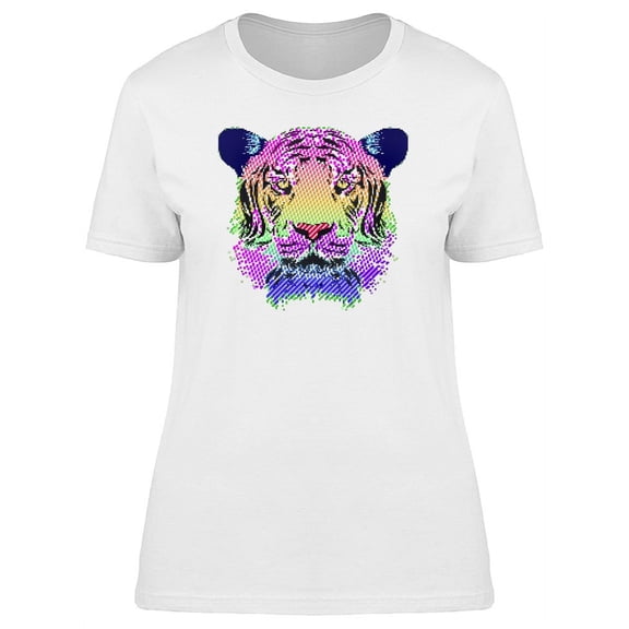 Tiger In Dot Graphics Colorful T-Shirt Women -Image by Shutterstock, Female Small