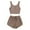 Brown, variant on cfhntfmh Pajama Sets for Women Button Front Cropped Ribbed Knit Tank Top and Shorts Sleepwear 2 Piece Lounge Sets