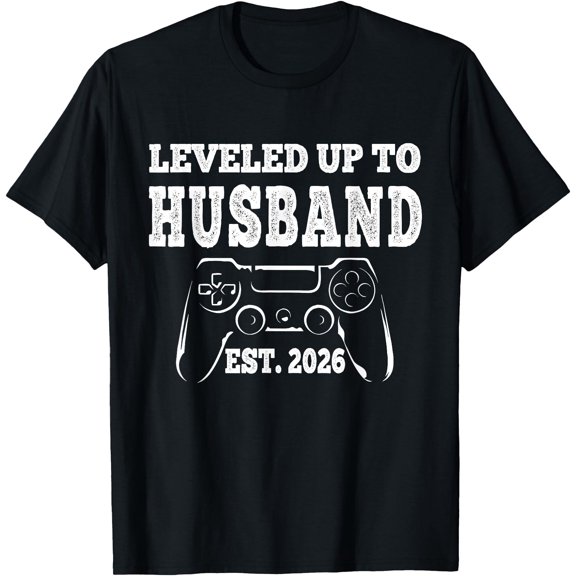 Leveled Up to Husband 2026 Newlywed Groom Just Married Gamer T-Shirt, Unisex T-Shirt