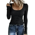 thumbnail image 2 of Lumtrix Womens Long Sleeve Shirts Scoop Neck Ribbed Knit Slim Fitted Tops Casual Basic Tee 2026 Spring Fall Fashion Clothes Black M, 2 of 4