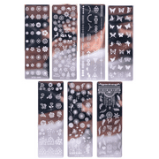 7 Pcs Nail Art Stamping Plates, Jademall Nail Stamping Plates with 2 Silicone Stamp + 2 Scraper, Flower/Snowflake/Geometric Triangle/Butterfly/Rose/Dandelion/Dreamcatcher