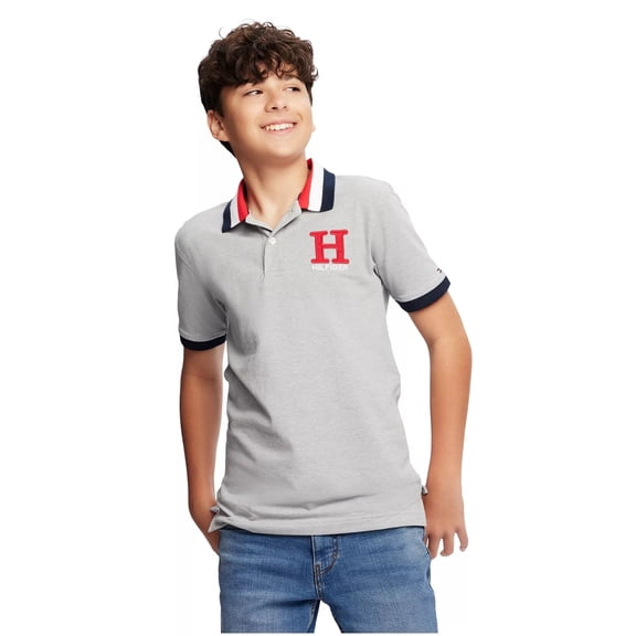 Tommy Hilfiger TH GREY HEATHER Toddler Boys Striped Collar Matt Polo, US 3T