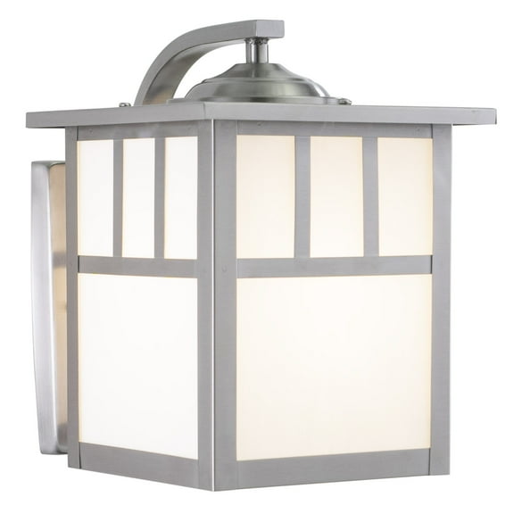 Vaxcel Mission Stainless Steel 1 Light Rectangle Outdoor Wall Lantern White Glass