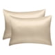 thumbnail image 1 of Funda de almohada de satén de lujo PiccoCasa, juego de 2, color marrón claro no estándar, 1 of 7