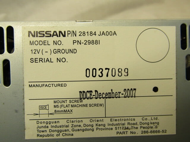 Pre-Owned 2007-2009 Nissan Altima 6 Disc CD Changer OEM LKQ - Verify Specific Vehicle Fitment In Description - (Good)