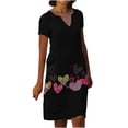 thumbnail image 2 of Robe d'Été pour Femmes 2024 Mode Grande Taille Décontractée à Col en V Imprimée à Manches Courtes Robe Rabais de 50 % Liquidation!, 2 of 5