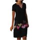 thumbnail image 2 of Puntoco Vestido De Manga Corta Con Cuello En V, Vestido De Verano De Manga Corta Con Cuello En V Estampado Informal Para Mujer Negro M, 2 of 5
