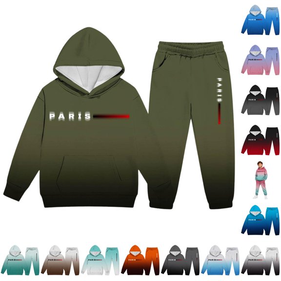 RMGVDSD Boys Clothes 2Pcs Outfits Letter Graphic Hoodie Sweatshirts And Sweatpants Suit Kids Hooded Tracksuit Jogger Sets Casual Wear 2-3 Years