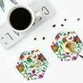 thumbnail image 4 of Lsque Paisley Pattern 4" Drink Coasters Set of 4, PVC Leather Absorbent Coasters, Table Coaster Set Decorative Coffee Cup Coasters Housewarming Gift -Hexagon, 4 of 6