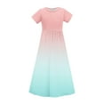thumbnail image 5 of ATOGUTA Girls Summer Dresses Short Sleeve Stretchy A-Line Sundress Casual Gradient Long Dresses Pink, Size 4-14 Years, 5 of 6