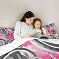 thumbnail image 5 of Homewish Modern Abstract Artistic Full Size Comforter Sets,Geometric Circle Bedding Comforter Set,Pink Gray White Bedding Sets For Girls,Luxury Bedroom Decor Reversible,3 Pieces, 5 of 8