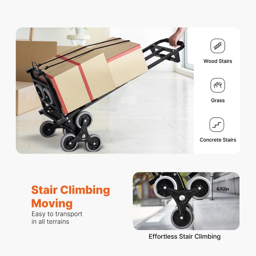 SIHAO Stair Climbing Cart, 460 lbs Capacity Stair Climber Hand Truck Dolly, Heavy-Duty Folding Trolley Cart with 8 Wheels for Home Shopping Moving Warehouse