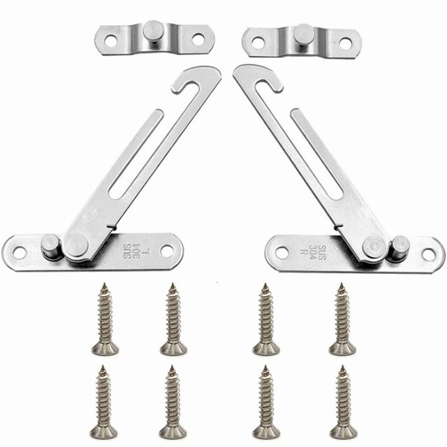 Child Safety Window Opening Restrictor Locks - 2-Pack Silver Metal Security Stoppers, 1/8" Thick Easy-Install Limit Control Devices for Childproofing, Allowing Safe Ventilation Without Full Opening