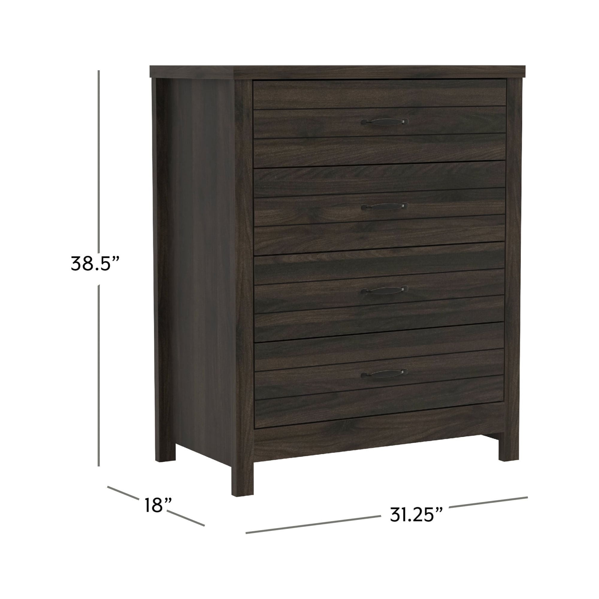 Lancaster Wood 4 Drawer Dresser, Espresso, by Hillsdale Living Essentials
