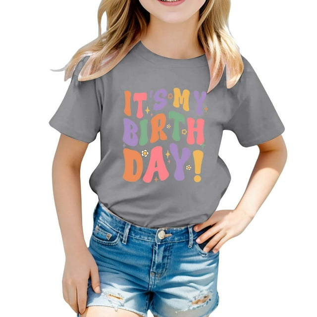 T-shirts à Manches Courtes Imprimés pour Filles, Col Rond, Tenues d'Été pour Filles, T-Shirts pour Filles 4-5 Ans, Mode pour Filles