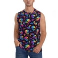 thumbnail image 2 of Lsque rainbow color Skull mushroom Print Men's Cotton Blend Sleeveless Muscle Shirts (S-3XL)- Moisture Wicking, Odor Protection, UPF 30+,XX-Large, 2 of 8