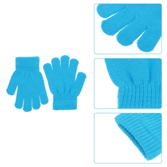 FOMIYES Girls Winter Knit Gloves Stretchy Warm Pair for School Bus Waiting and Outdoor Activities