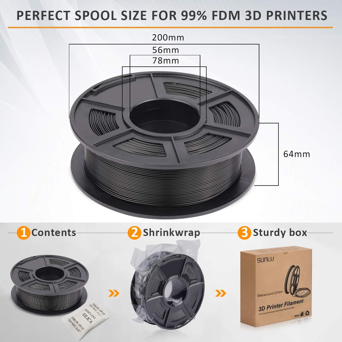 3D Printer Silk PLA Filament 1.75 Dimensional Accuracy +/- 0.02 mm 1KG Spool Silk PLA Black+Silver SUNLU 2 Colors Silk PLA 1.75mm of MasterSpool Fit FDM 3D Printer Pack of 2 