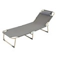 thumbnail image 3 of Chaise Longue, Lit Simple Inclinable en Fer, Chaise Longue Pliante, Lit de Camping, Lit Pliant, Chaise Longue de Patio, Chaise Longue Extérieure avec Oreiller, 3 of 7