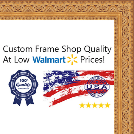 10x20 - 10 x 20 Antique Gold Solid Wood Frame with UV Framer's Acrylic & Foam Board Backing - Great For a Photo, Po