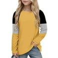 thumbnail image 5 of MIXUE Kids Girls Tops & T-Shirts Casual Big Kids Long Sleeve Striped Color Block Casual Pockets Pullover Tee Shirts Sportwear,Yellow,9-10 Years, 5 of 5
