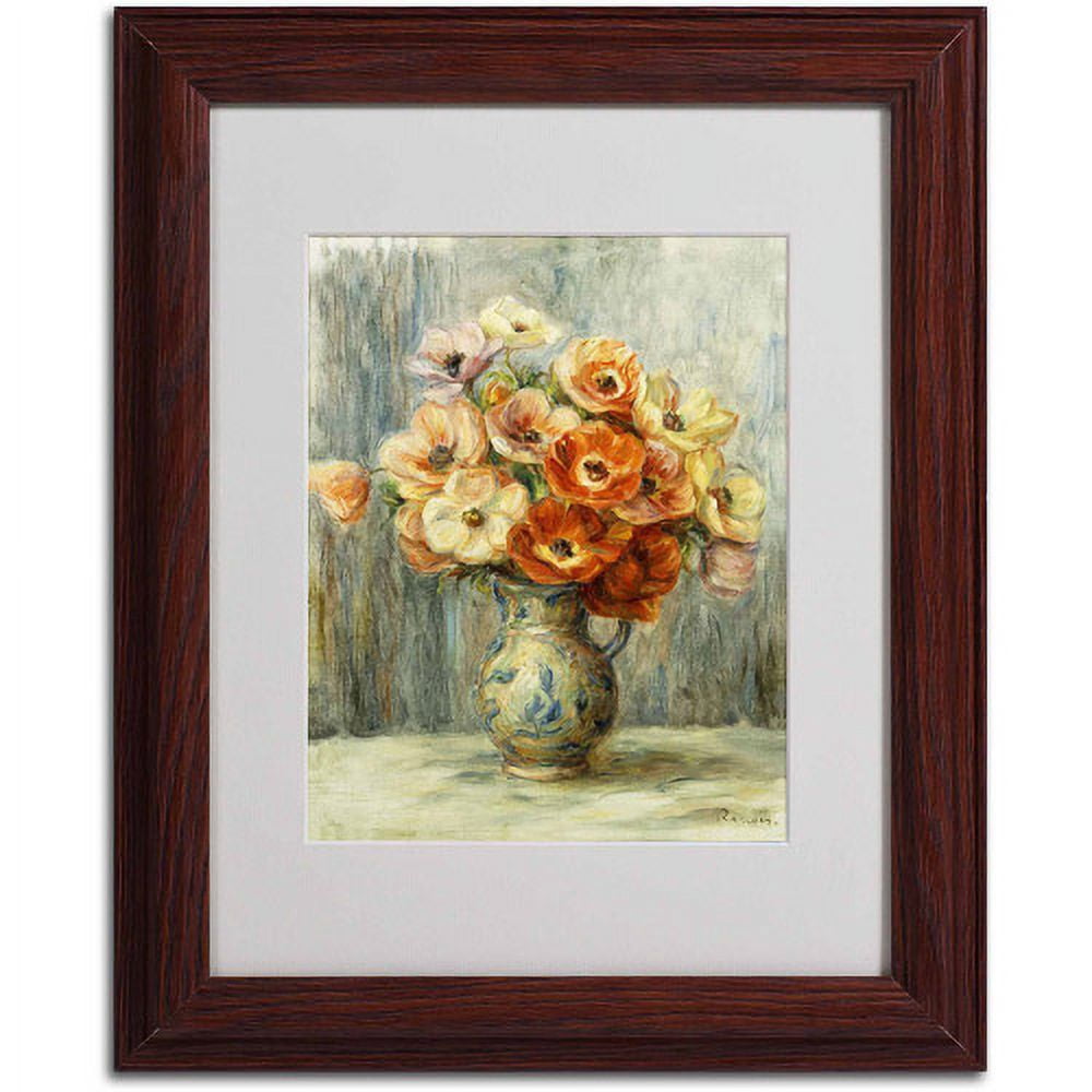 Trademark Fine Art "Vase d'Anemones" Canvas Art by Pierre Renoir, Wood Frame