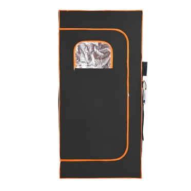 KFFKFF Compact Sauna Cabin, 1400W Home Spa Solution, Infrared Heat for Relaxation & Detox, Adjustable Time & Temp, Includes Chair, Mat & Carry Bag, Black