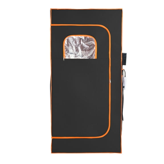 KFFKFF Compact Sauna Cabin, 1400W Home Spa Solution, Infrared Heat for Relaxation & Detox, Adjustable Time & Temp, Includes Chair, Mat & Carry Bag, Black