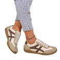 thumbnail image 5 of HTHLVMD Retro Stripe Sneakers for Women, Lace-Up Low-Top Casual Shoes, Women's Retro Two-Tone Low-Top Lace-Up Sneakers, Slip-On Suede Non-Slip Fashionable Casual Walking Shoes, Khaki 7.5, 5 of 5