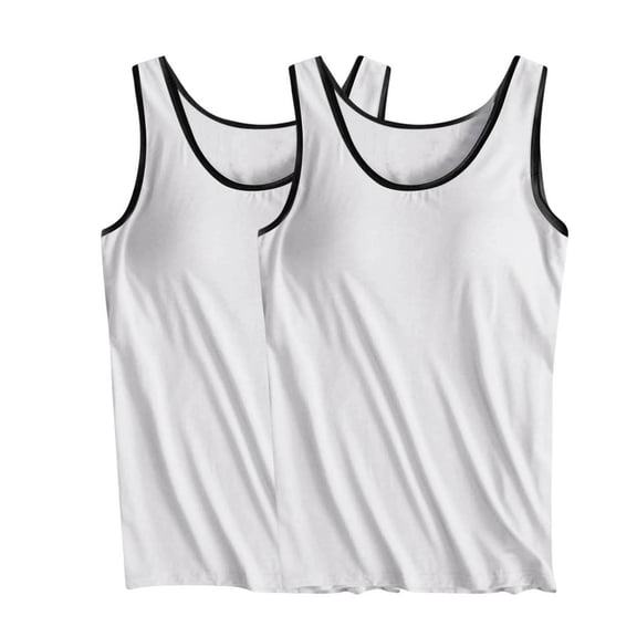 tarylea 2 Pack Tank Tops for Women Sleeveless Built in Bra Round Neck Tops Casual Comfy Summer Workout Yoga Tops