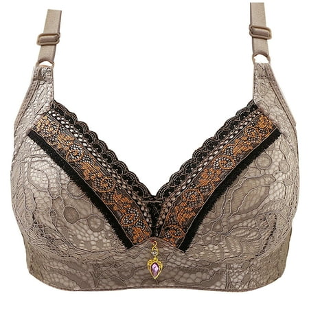 Bras for Women Plus Size Lace Push Up Black Bra High Support Comfort Wireless Bralette Ladies Cotton Everyday Bra Non Wired Full Coverage Minimizer Underwear Gathering Breathable Lingerie