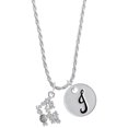 thumbnail image 1 of Delight Jewelry Silvertone Hit the Sweet Spot with Softball Silvertone Script Initial Disc - J - Charm Necklace, 20"+3", 1 of 4